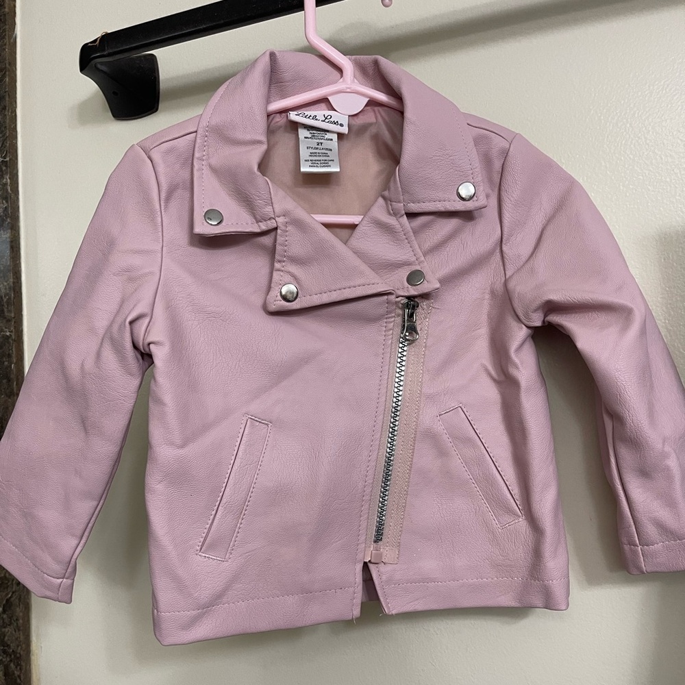 2T Girls Soft Pink Faux Leather Jacket